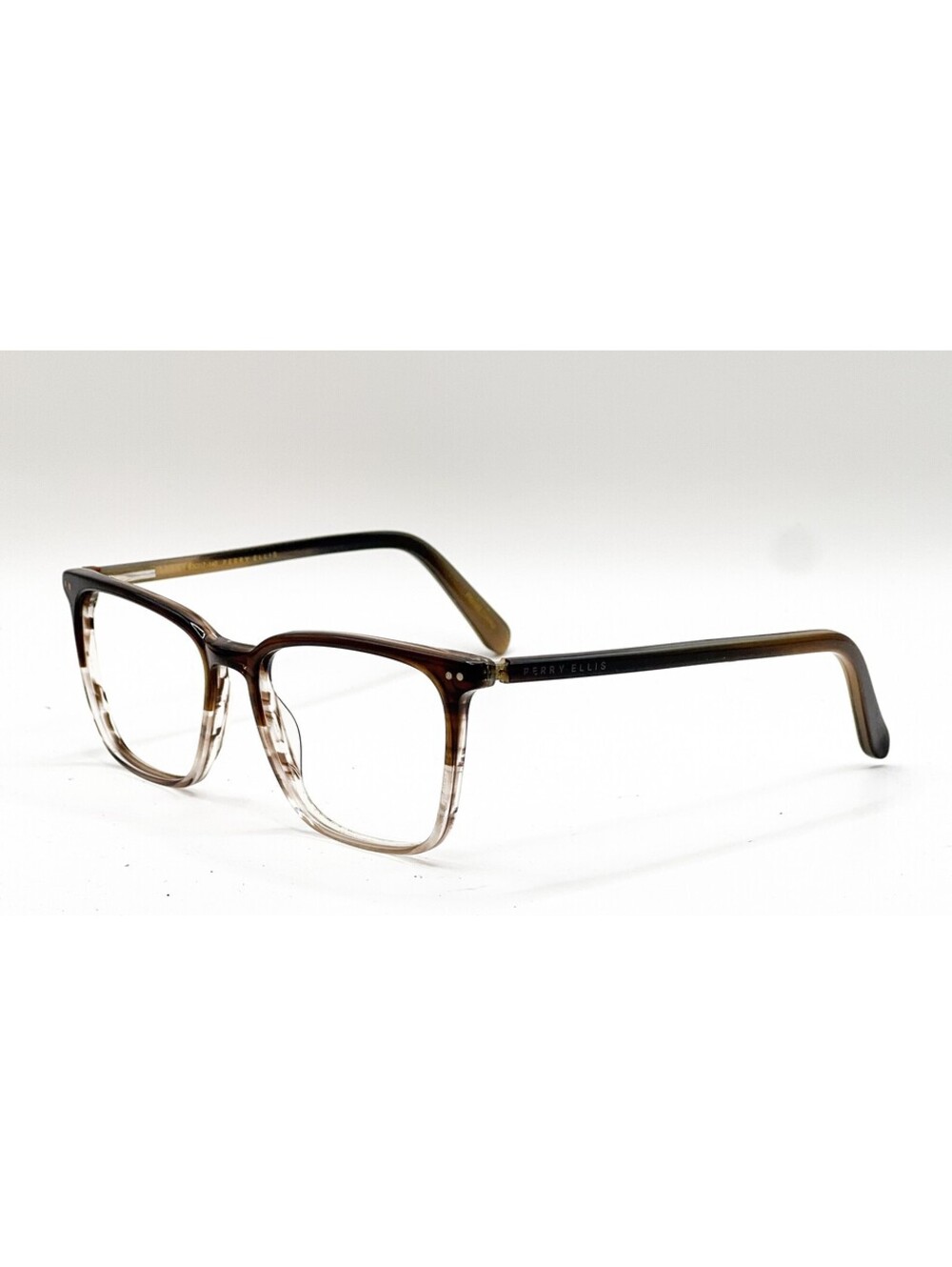 Perry Ellis 449-2 Brown Horn Rectangle Authentic Eyeglass Frames 53-17